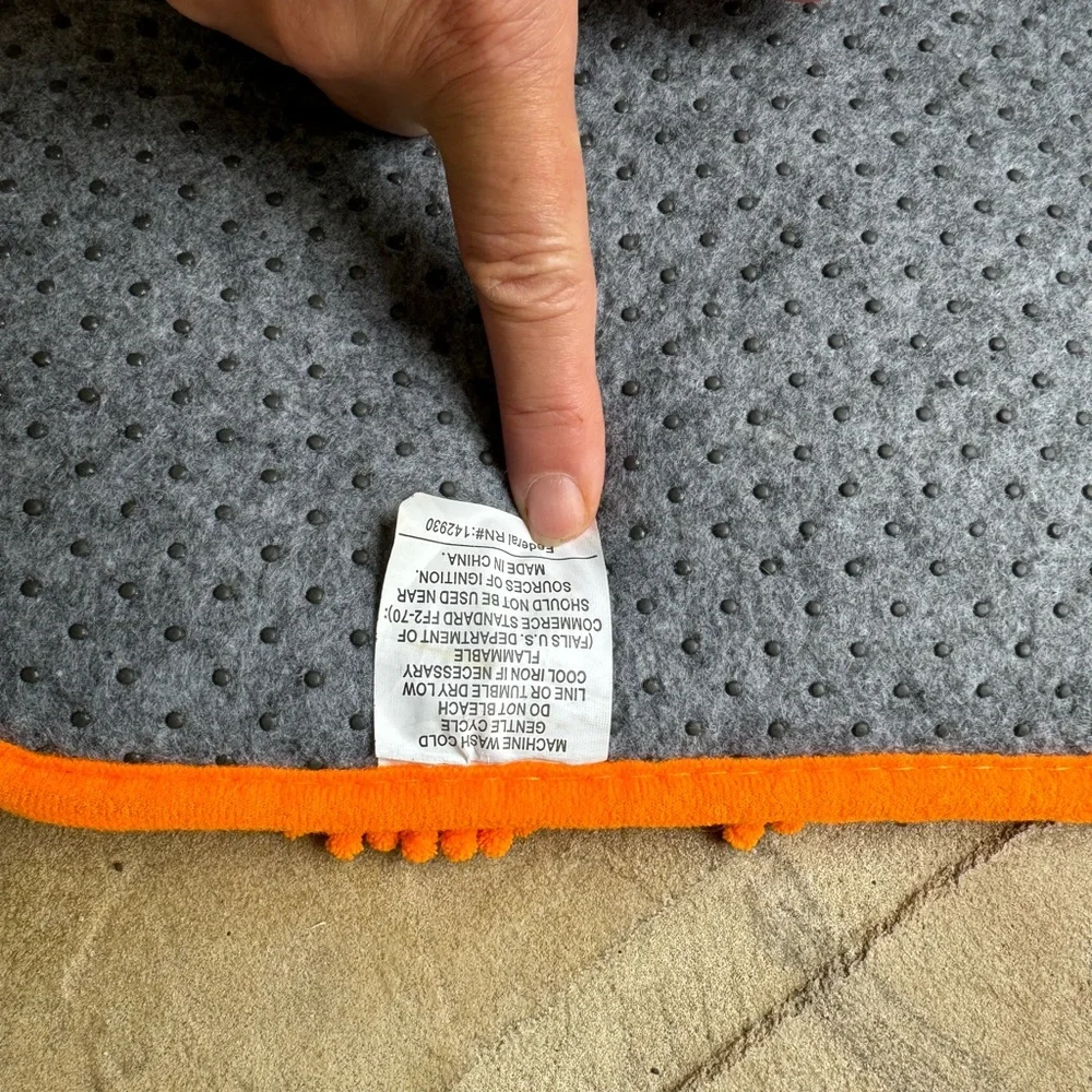 Vibrant, Orange, Shaggy, Bath Mat, Bundle of 2
